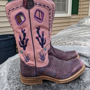 Women's Nocona Cowboy Boots Pink Purple Leather 8M
